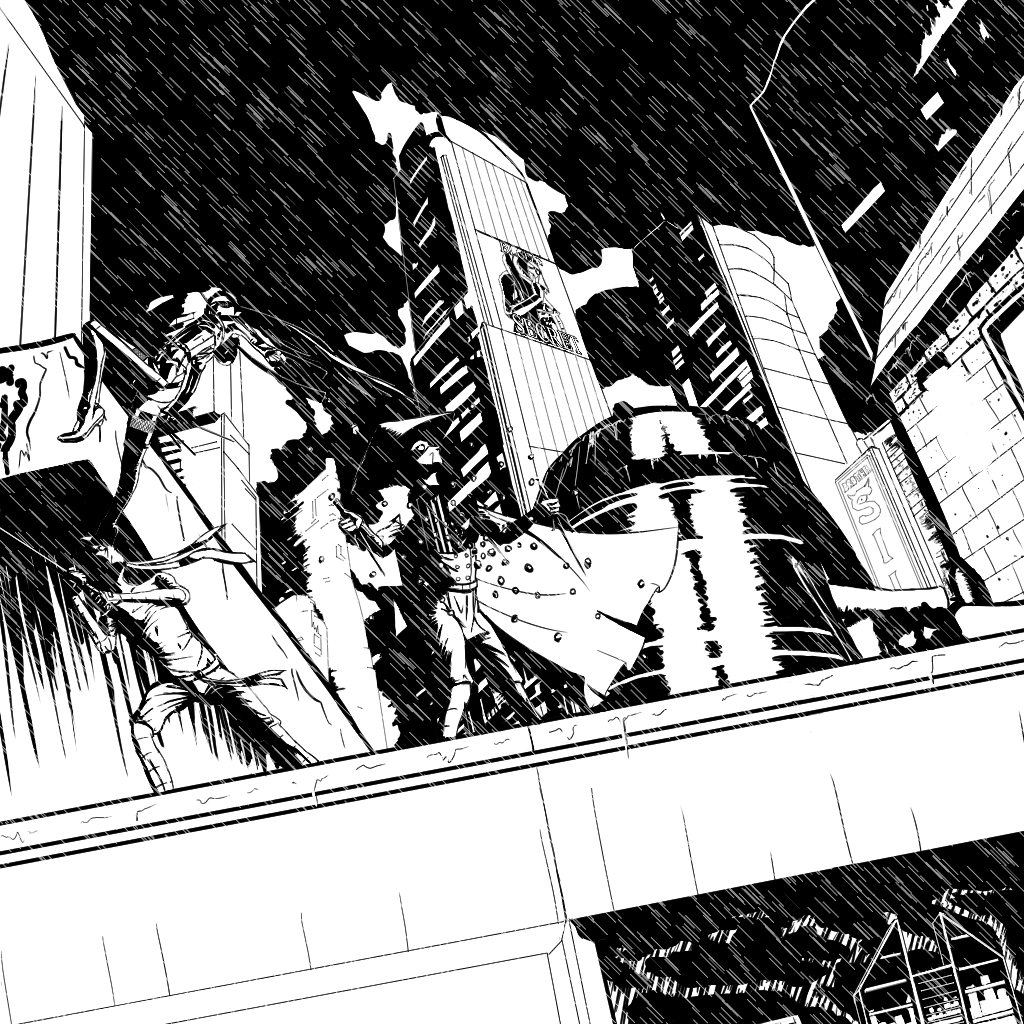 Rain Fight Scene by bluezvignus